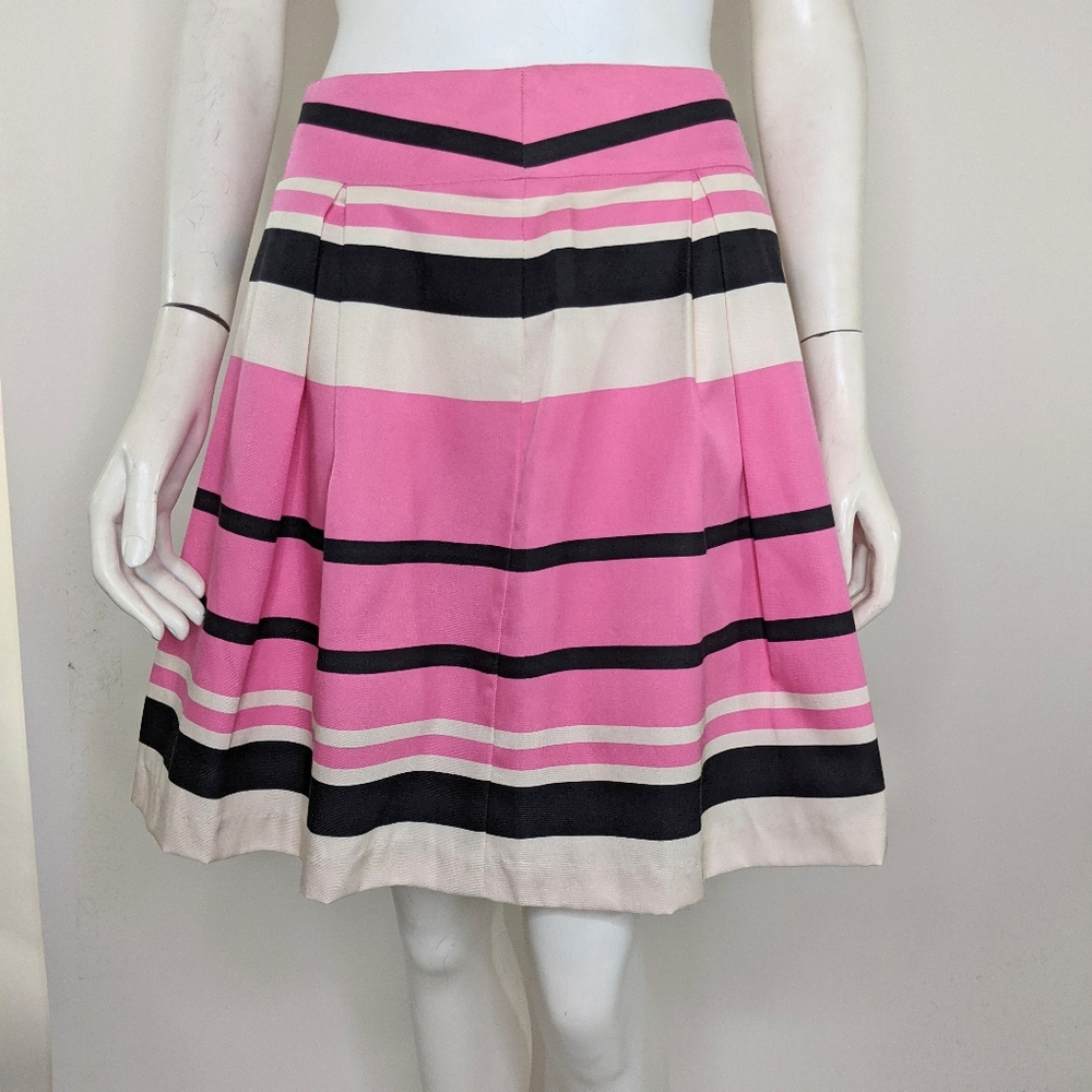 Womens 4 Silk Skirt Striped CK Bradley NY Pink BLK